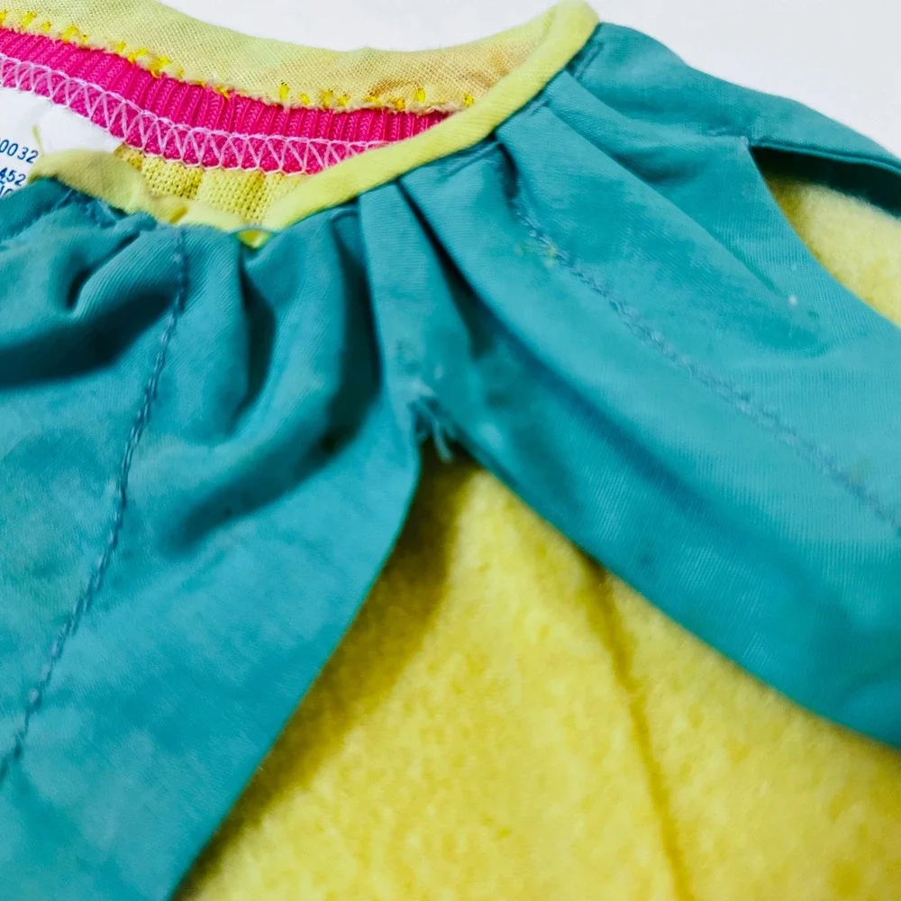 Vintage Baby Flower Costume 12M Yellow Fleece Footie Bodysuit Hat Set‎